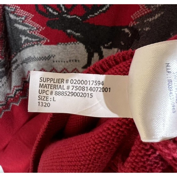 Chaps 1/4 Zip Moose Winter Christmas Knit Pullover Sweater Mens Large Red Cotton - Picture 6 of 16